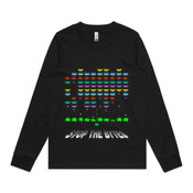 "Stop the bytes" space invaders - Women's Long Sleeve Tee