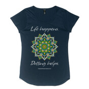 Life Happens. Dotting Helps. - Women's Mali Boutique Tshirt, Mandala design
